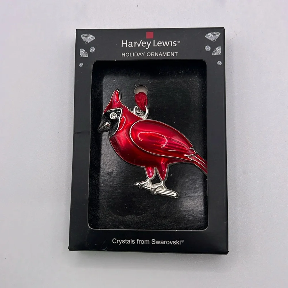 NWT Harvey Lewis Cardinal Ornament Swarovski Crystal Red Christmas Decor Collect